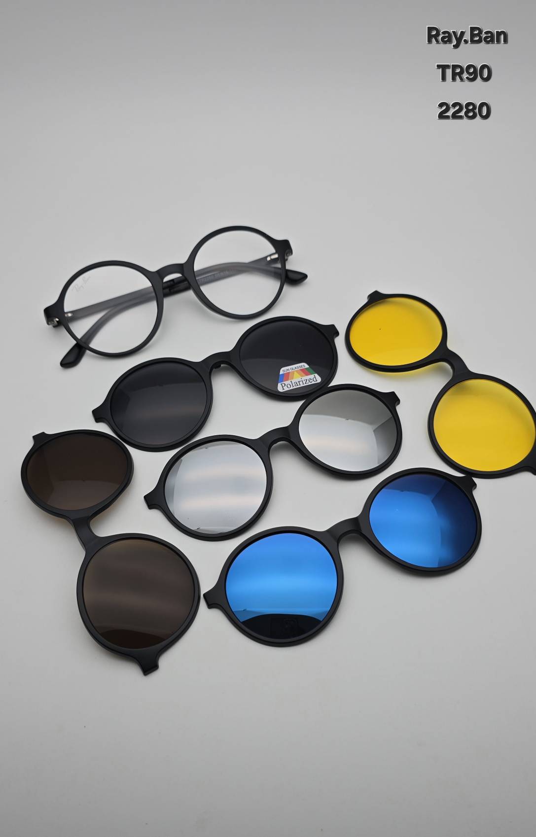 عینک گرد طبی ریبن ۵ کاوردار (TR90) کد ۲۲۸۰ Ray Ban